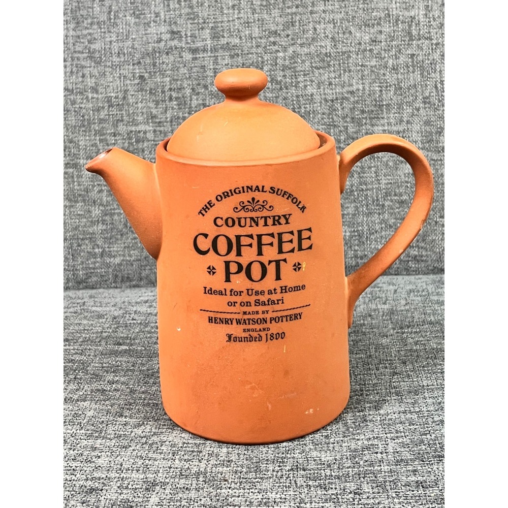 Henry Watson Pottery Original Suffolk Terracotta Coffee Pot Made in England 7.5"